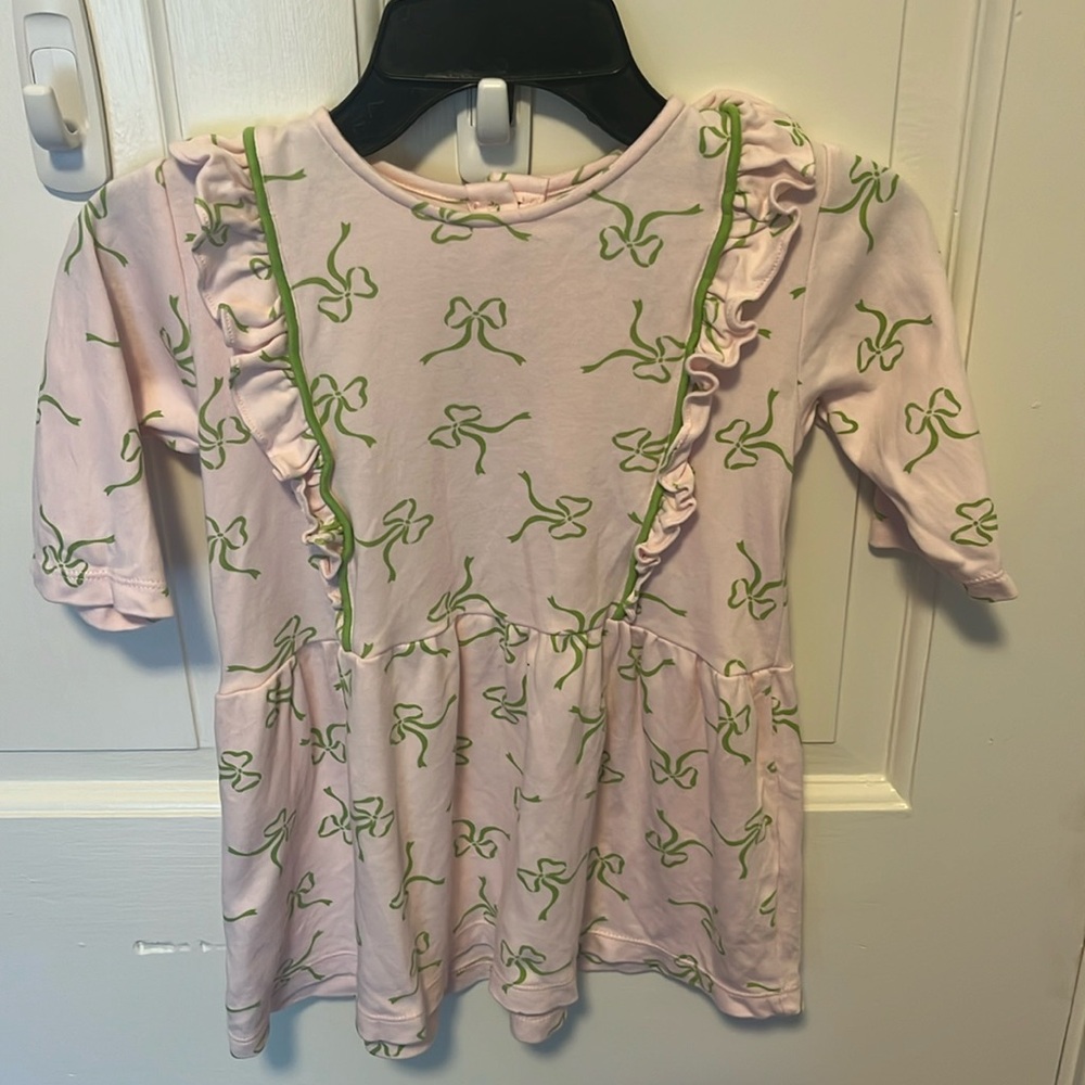 Bella Bliss, size 4, pink and green bow dress